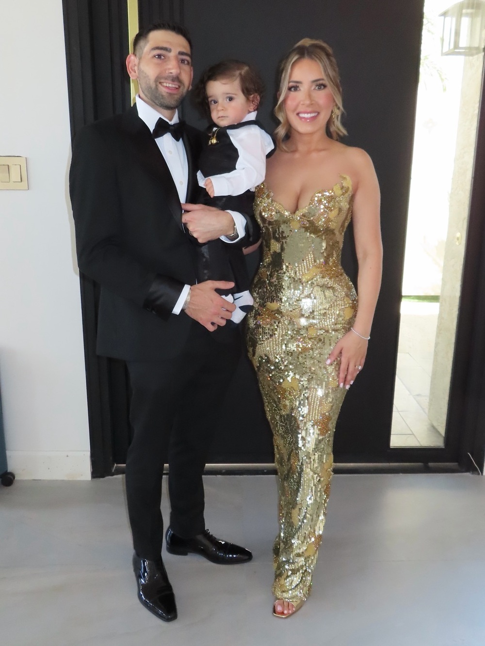Strapless Gold Sequin Evening Gown